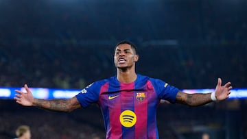 BARCELONA, 09/12/2025.- El delantero británico del Barcelona Marcus Rashford, durante el encuentro correspondiente a la fase regula de la Liga de Campeones que disputan hoy martes FC Barcelona y Eintracht Francfort en el estadio del Camp Nou, en Barcelona. EFE / Alejandro García