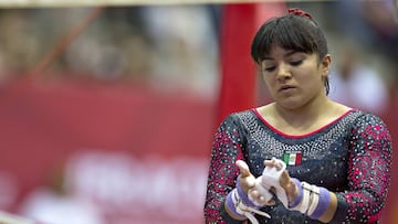 La gimnasta mexicana al clasificar a la final de Salto en el Mundial de la especialidad que se realiza en Stuttgart, Alemania.