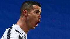 Juventus&#039; Portuguese forward Cristiano Ronaldo celebrates after opening the scoring during the Italian Super Cup (Supercoppa italiana) football match between Juventus and Napoli on January 20, 2021 at the Mapei stadium - Citta del Tricolore in Reggio