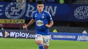 Daniel Ruiz durante un partido con Millonarios FC por Liga BetPlay.