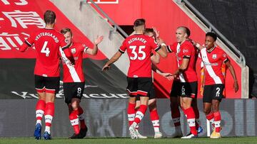 El Southampton celebra el segundo gol al Everton.