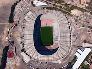 Aerial view of the Banorte (Azteca) Stadium during its renovation as the venue for the 2026 FIFA World Cup, on March 03, 2026, Mexico City, Mexico.