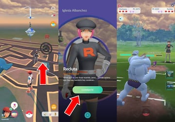 Luchamos contra una Recluta del Team GO Rocket que había capturado una Poképarada