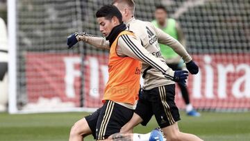 James Rodríguez en entrenamiento del Real Madrid