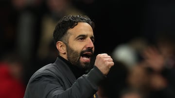 Amorim celebra uno de los goles ante el United.