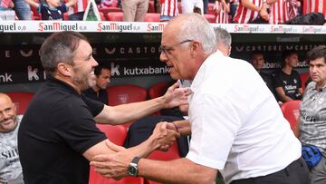 13/09/25 PARTIDO LALIGA ATHLETIC DE BILBAO ALAVES SALUDO ENTRENADORES