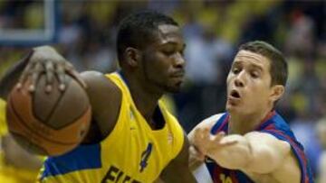 <b>MACCABI 85-BARCELONA 92</b>. Jeremy Fargo y Jaka Lakovic.