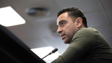 Xavi Hernández durante una rueda de prensa.