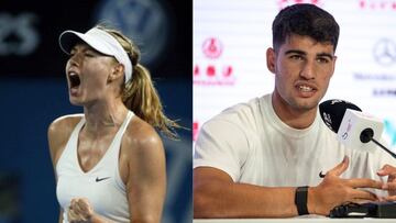 Los tenistas Maria Sharapova y Carlos Alcaraz.