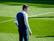 Funes, en un entrenamiento del Málaga.