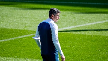 Funes, en un entrenamiento del Málaga.