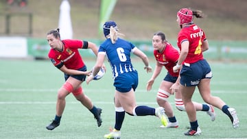 Imagen de un partido de la selección española de rugby femenino.