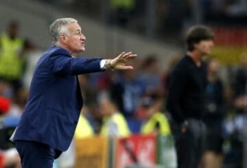 France coach Didier Deschamps issues instructions.