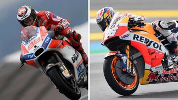 Jorge Lorenzo con la Ducati y Dani Pedrosa con la Honda en Le Mans.