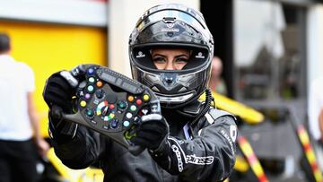 LE CASTELLET, FRANCE - JUNE 24: Aseel Al-Hamad of Saudi Arabia poses for a photo after driving the 2012 Renault F1 car before the Formula One Grand Prix of France at Circuit Paul Ricard on June 24, 2018 in Le Castellet, France. (Photo by Mark Thompson/Getty Images)