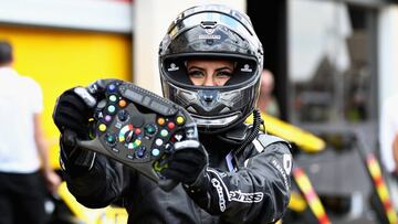 LE CASTELLET, FRANCE - JUNE 24:  Aseel Al-Hamad of Saudi Arabia poses for a photo after driving the 2012 Renault F1 car before the Formula One Grand Prix of France at Circuit Paul Ricard on June 24, 2018 in Le Castellet, France.  (Photo by Mark Thompson/Getty Images)