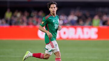 Diego Lainez of Mexico during the game Jamaica vs Mexico (Mexican National team), corresponding to Semifinals of the CONCACAF Gold Cup 2023, at Allegiant Stadium, on July 12, 2023.
<br><br>
Diego Lainez de Mexico durante el partido Jamaica vs Mexico (Seleccion Nacional Mexicana), correspondiente a Semifinales de la Copa Oro de la CONCACAF 2023, en el Allegiant Stadium, el 12 de Julio de 2023.