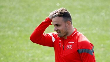 Soccer Football - UEFA Nations League - Switzerland Training - La Romareda Stadium, Zaragoza, Spain - September 23, 2022 Switzerland's Xherdan Shaqiri during training REUTERS/Juan Medina