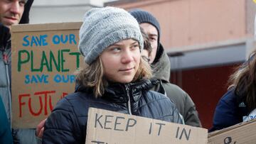 FILE PHOTO: Climate activist Greta Thunberg takes part in a protest on the last day of the World Economic Forum (WEF) in Davos, Switzerland January 20, 2023. REUTERS/Arnd Wiegmann/File Photo