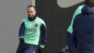 Iniesta en el entrenamiento.