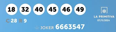 La Primitiva: comprobar los resultados del sorteo de hoy, jueves 7 de noviembre