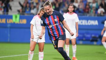 Crnogorcevic celebra un gol con el Barcelona.