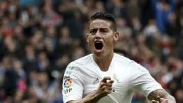 James Rodríguez celebra el gol que marcó al Athletic.