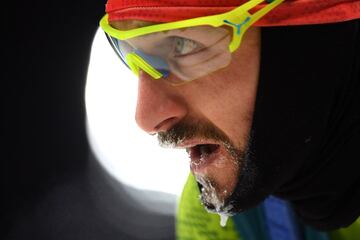 Slovenia's Jakov Fak after finishing during the Men's 10km Sprint Biathlon