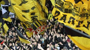 Dortmund fans cheer from the stands 