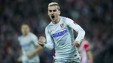 Griezmann celebra uno de sus tres goles en San Mam&eacute;s. 