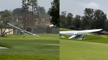 El terrorífico momento en el que Avioneta hace aterrizaje forzoso en campo de golf