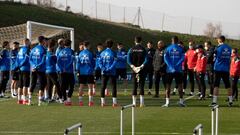 Formaci&oacute;n del Alav&eacute;s antes del entrenamiento de ayer