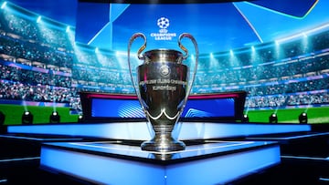 Soccer Football - UEFA Champions League Draw - Grimaldi Forum, Monaco - August 28, 2025 The UEFA Champions League trophy is displayed ahead of the draw REUTERS/Stephane Mahe