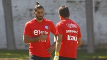 Herrera en un entrenamiento de la Roja en Juan Pinto Dur&aacute;n.