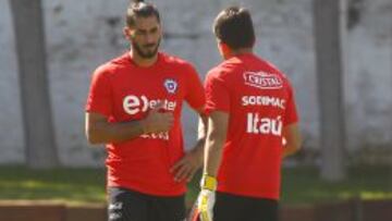 Herrera en un entrenamiento de la Roja en Juan Pinto Durán.