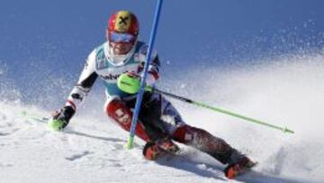 El austriaco Marcel Hirscher durante el eslalon de Adelboden (Suiza), perteneciente a la Copa del Mundo. 