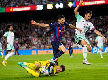 Barcelona manager Xavi says the league “is nearly over” after win against Osasuna at Camp Nou; Busquets talks about his future