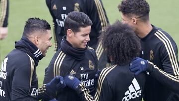 Sesión previa al Getafe con los 23 disponibles más Ramos