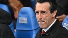 Unai Emery, entrenador del Aston Villa, durante un partido.