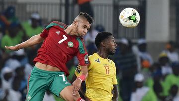Youssef En-Nesyri durante un partido con Marruecos. 