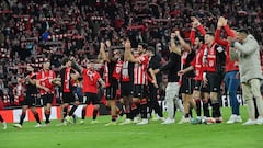 Los jugadores del Athletic celebran el pase a la final de Copa.