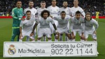 Formación del Real Madrid ante el Villarreal.