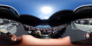 Panorámica del Rod Laver Arena, pista central del Melbourne Park, durante el partido entre Stan Wawrinka y Jo-Wilfred Tsonga