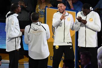 Kevin Durant, Stephen Curry y Draymond Green.