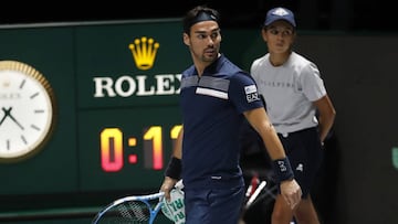 Fabio Fognini, durante su partido ante Vasek Pospisil en las Finales de la Copa Davis 2019.