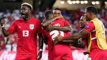 ORLANDO, FLORIDA - JULY 01: Cesar Yanis of Panama celebrates after with teammates scoring the team's third goal during the CONMEBOL Copa America 2024 Group C match between Bolivia and Panama at Inter&Co Stadium on July 01, 2024 in Orlando, Florida.   Rich Storry/Getty Images/AFP (Photo by Rich Storry / GETTY IMAGES NORTH AMERICA / Getty Images via AFP)