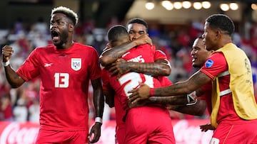 ORLANDO, FLORIDA - JULY 01: Cesar Yanis of Panama celebrates after with teammates scoring the team's third goal during the CONMEBOL Copa America 2024 Group C match between Bolivia and Panama at Inter&Co Stadium on July 01, 2024 in Orlando, Florida. Rich Storry/Getty Images/AFP (Photo by Rich Storry / GETTY IMAGES NORTH AMERICA / Getty Images via AFP)