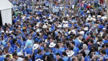 Aficionados del Getafe, antes de un partido.