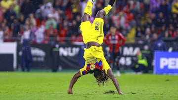 Allan Saint - Maximin celebrates his goal 2-3 of America during the 6th round match between Atlas and America as part of the Liga BBVA MX, Torneo Apertura 2025 at Jalisco Stadium, on August 24, 2025 in Guadalajara, Jalisco, Mexico.