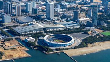 El Zozomarine Stadium de la ciudad de Chiba (Jap&oacute;n), aqu&iacute; visto desde el aire, ser&aacute; la sede de los X Games del 22 al 24 de abril del 2022. 